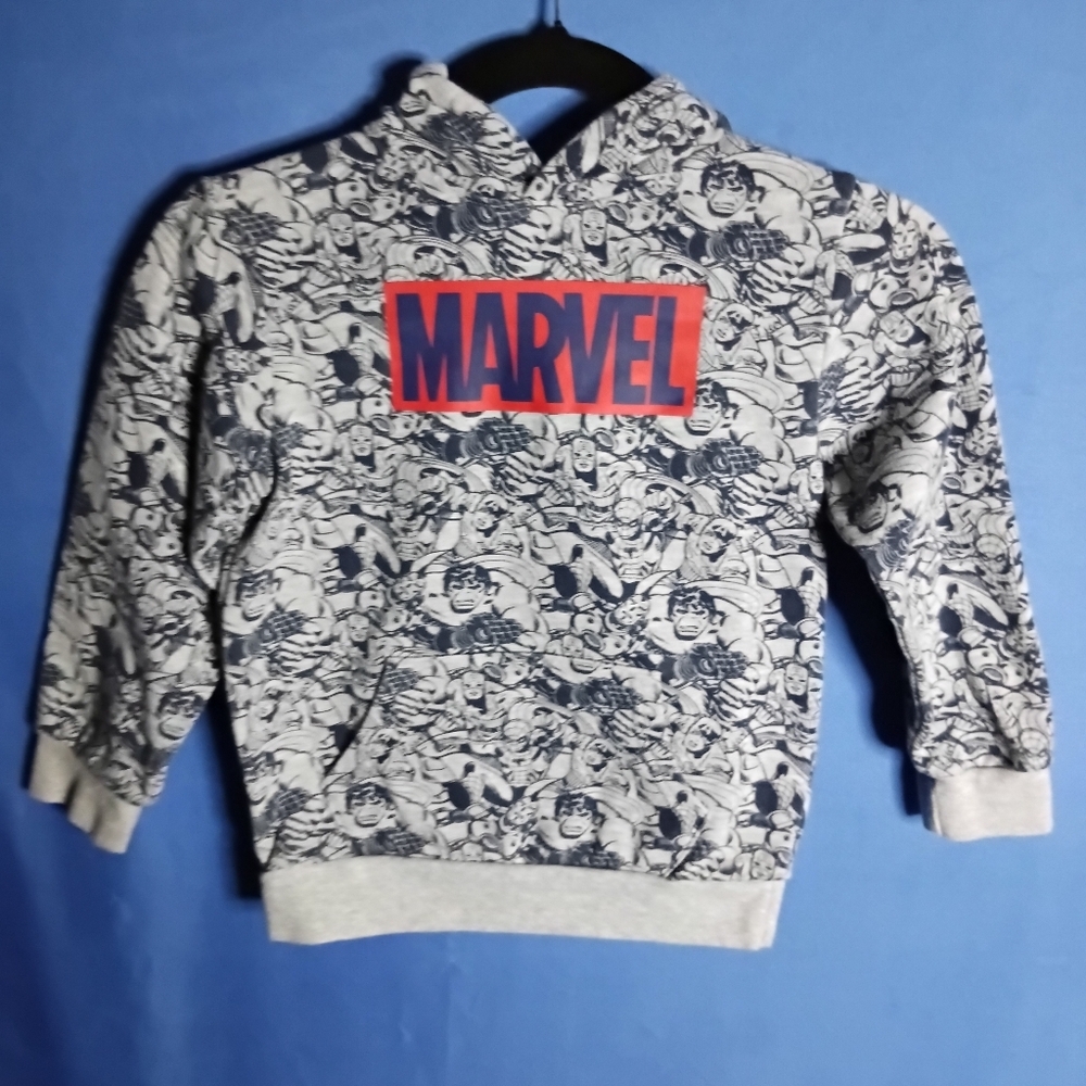 Marvel Kids Sweatshirt XS (8) Comic Print Pullover Graphic Logo Crewneck